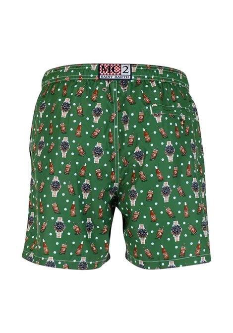 Costume uomo Lighting Micro MC2 Saint Barth 02123H Verde beer o' clock coulisse all over orologi birra rapida asciugatura poliestere MC2 SAINT BARTH | Costumi | LIGHTINGMICRO02123H52